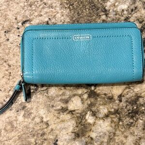 Coach Turquoise Leather Wristlet